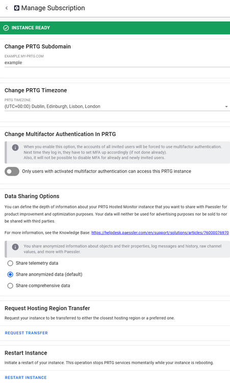 Manage Subscription Manage Subscription