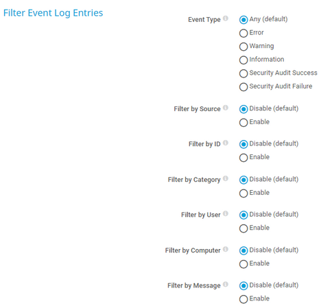 Filter Event Log Entries Filter Event Log Entries