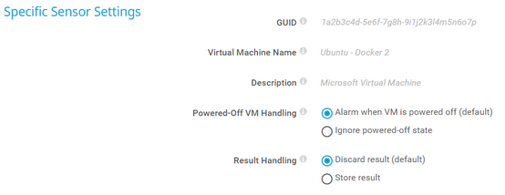 Specific Sensor Settings Specific Sensor Settings