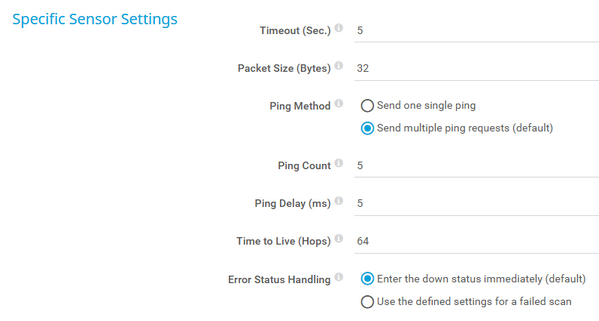 Specific Sensor Settings Specific Sensor Settings